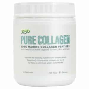 Close up image of X50 Pure Collagen Unflavored flavour with white background.