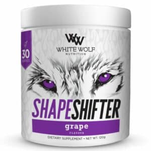 Close up image of White Wolf Shape Shifter grape flavour with white background