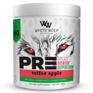 Close up image of White Wolf PR3 toffee Apple flavour, white background