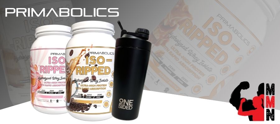 Primabolics ISO-RIPPED V2.0 Twin Pack offers ultra-high protein with Hydrolysed Whey Isolate and comes with a free One Sided Stainless Steel Shaker. Perfect for recovery!