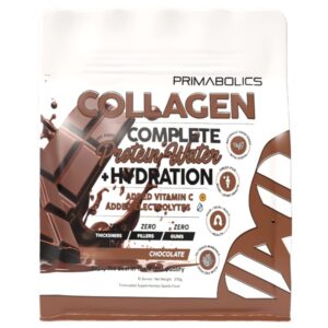 Primabolics Collagen Complete Protein Water Chocolate – 15 serves, formulated to support hydration and daily wellbeing.